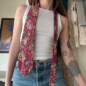 Vintage Silk Handmade Floral Tie Made in USA Menswear Unisex Preppy Wedding